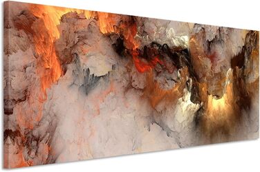 Панорамний живопис 150x50cm Абстрактний фреска вогонь і туман на полотні хмари з проривом світла Ексклюзивна фреска