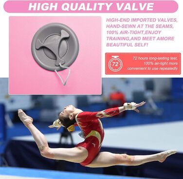 Надувний гімнастичний повітряний валик, надувні повітряні ролики, повітряний валик, гімнастичний валик, повітряна бочка для тренувань балансу, валик для йоги, колона для вправ з ПВХ циліндра для домашнього використання, 120x75 см, рожевий