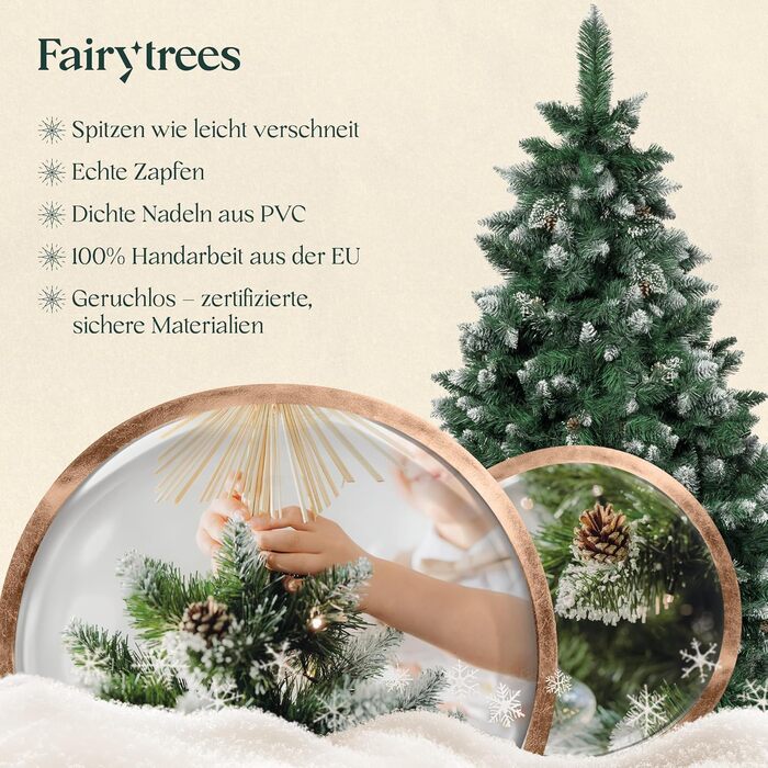 Штучна різдвяна ялинка з дерев'яною підставкою 220 см FairyTrees