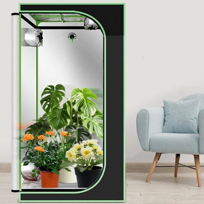 Гроубокс Growzelt 100x100x200 см, щільний намет для вирощування рослин з тканини 600D Oxford (світло- та водонепроникний), з оглядовим вікном