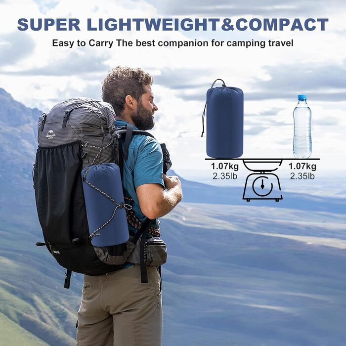 Надувний матрац SHANNA для кемпінгу на відкритому повітрі Ультратовстий надувний килимок для сну 12 см з ножним насосом, легкий та компактний надувний матрац з надувною подушкою для пляжу, намету, подорожей, темно-синій