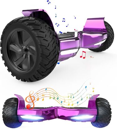 Дюймовий позашляховий гіроборд Hummer, управління через додаток, з Bluetooth і світлодіодним підсвічуванням, потужний двигун, підходить для дорослих і дітей Фіолетовий, 8,5-