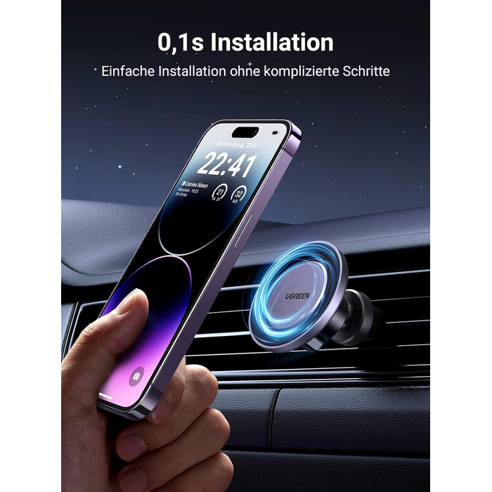 Тримач для мобільного телефону автомобільний магніт з металевим кільцем сумісний з MagSafe iPhone 16/15/14/13 Pro Max та всіма сма