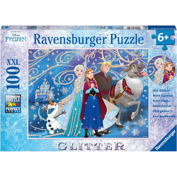 Дитячий пазл Ravensburger 136100 Disney Frozen Glittering Snow 100 елементів XXL - пазл для дітей від 6 років - з блискітками. Дит