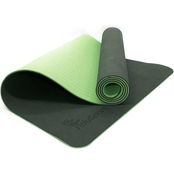 Тренажер Fidusport TPE Yoga Mat - Нековзний плечовий ремінь для фітнесу, пілатесу та гімнастики - Килимок для вправ з плечовим ременем і легкою конструкцією (оливково-зелений)