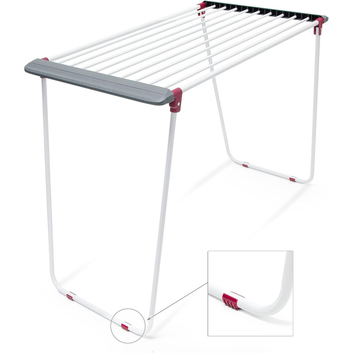 Сушарка для білизни Relaxdays, висувна, залізна, довжина сушіння 18 м, сушарка для білизни, ВхШхГ прибл. 91 x 199 x 63 см, біла