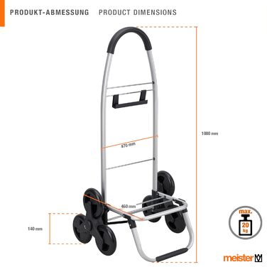 Чорний складаний візок для покупок Meister, 54 5 л подолання 3-х сходинок з термосумкою знімний водонепроникний мішок з гачком для кріплення до візка