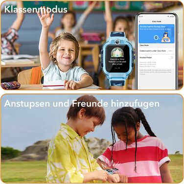 Розумний годинник imoo Z3 для дітей з GPS та SIM-карткою, дитячий розумний годинник 4G з режимом класу, повідомленнями, функцією SOS, водонепроникний IP68, крокомір, екран 1,5 дюйма (Z3-Blue)