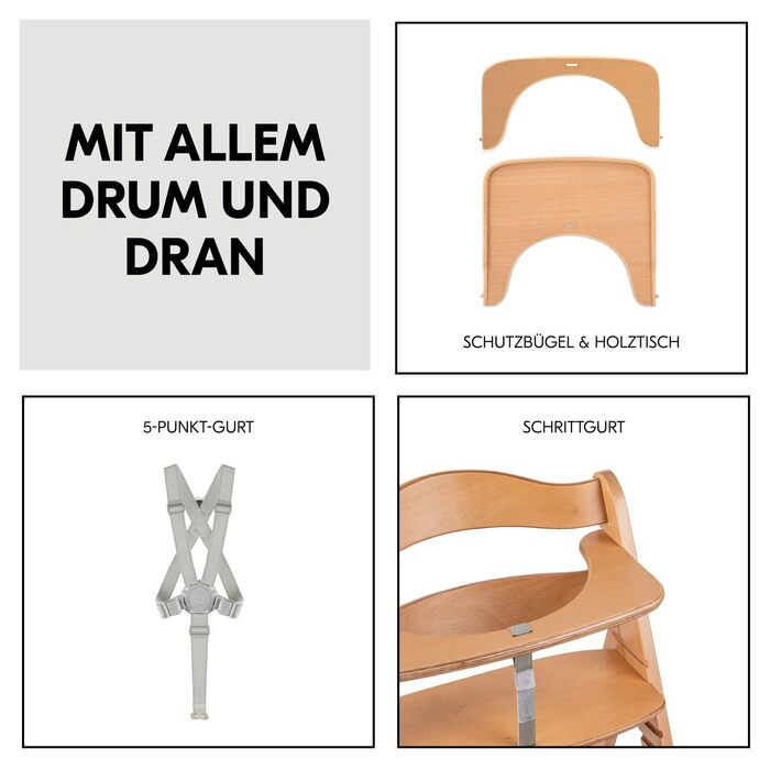 Комплект дитячого стільчика для годування, що розвивається, від 6 місяців до 90 кг з колесами, подушкою сидіння, великим підносом, невеликою захисною ручкою, 5-точковим ременем безпеки та паховим ременем