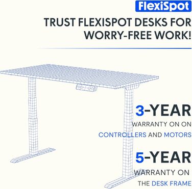 Стіл FlexiSpot з регульованою висотою Basic з організацією кабелів, гачками та цільною стільницею, ергономічний стіл для домашнього офісу, офісний стіл (120x60 см, білий) 120 x 60 см Білий біла рама