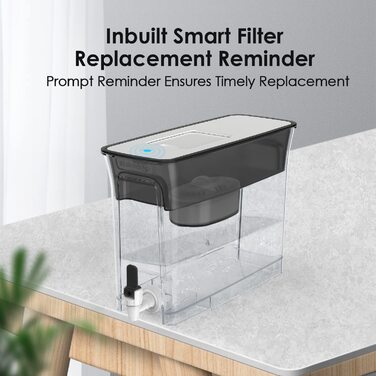 Глечик з фільтром для води Waterrop, диспенсер для фільтра для води (4,5 л) з фільтром 1 90 днів, сертифікований NSF фільтр для води, глечик для питної води для холодильника, зменшує вапняний наліт, хлор, свинець (фільтр WD-PF-01A Plus)