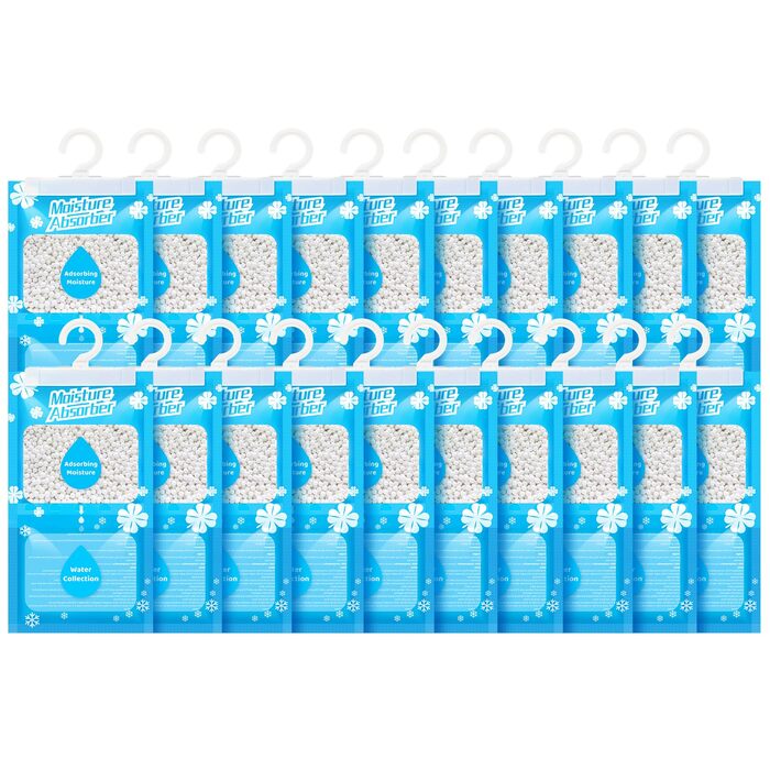 Х 230 г підвісний осушувач повітря, пакети для шафи, одноразові гранули для сушіння, підходить для поглинання вологи для дому, пральні, запахи, без запаху, 20 упаковок по 230 г, 20 шт., 20