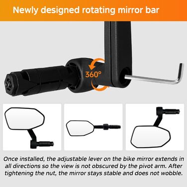 Регульоване велосипедне дзеркало Homieway для кріплення на кермо Скляна лінза, стійка до подряпин Дзеркало заднього виду для електровелосипеда (ліве)