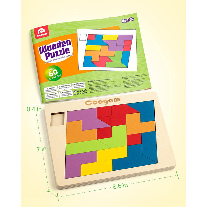 Дерев&39яні блоки-головоломки Геометричні танграми Головоломки Головоломка 3D Логічна гра IQ Барвиста форма Шаблон Монтессорі STEM
