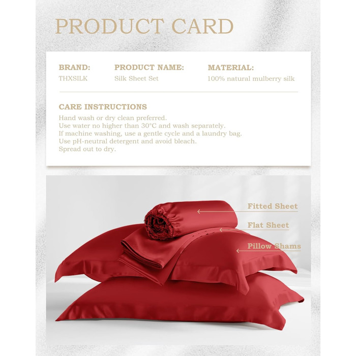 Набір простирадл з шовкової постільної білизни Taihu-Snow 100 19 мм шовкова вишивка тутового шовку Розкішний 4-секційний комплект