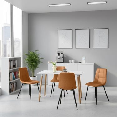 Обідні стільці EGGREE, комплект з 4 шт. , штучна шкіра, сучасний дизайн, м&39які, кухонні стільці, їдальня, вітальня, спальня, металеві ніжки, вантажопідйомність 150 кг, коричневий