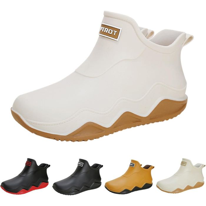 Гумові чоботи BILIKEYU для жінок та чоловіків, плоскі, нековзні, водонепроникні гумові чоботи для роботи, риболовлі, миття автомобіля, кухні, гумові чоботи, короткі чоботи, розмір 38, білі