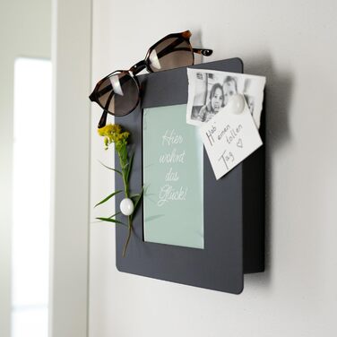 Ключниця HMF 1050-02 з фоторамкою, 5 гачків, 22,0 x 20,0 x 5,0 см, чорна