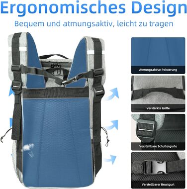 Рюкзак-холодильник для кемпінгу, місткість 24 літри, ізольований рюкзак для пікніка, водонепроникний рюкзак-холодильник, герметична портативна м&39яка сумка-холодильник для пляжу, подорожей, пікніка, сірий