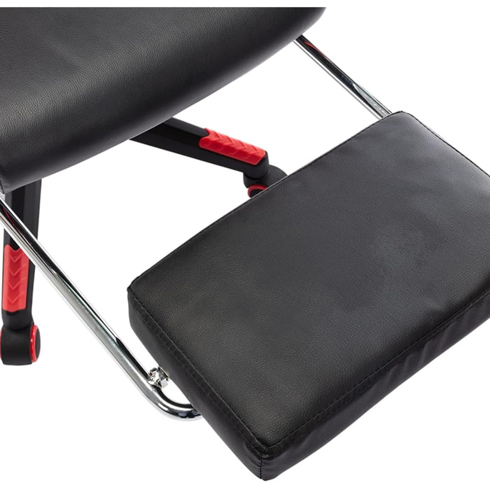 Ігрове крісло з підставкою для ніг, офісне крісло, ігрове крісло, письмове крісло, обертове крісло, чорно-червона штучна шкіра