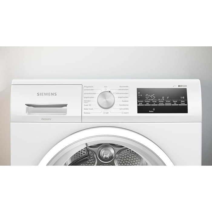 Сушильна машина Siemens easyClean iQ500 Single до 8 кг з тепловим насосом енергоспоживання 176 кВтгод/рік, біла