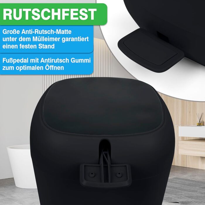 Відро для сміття у ванній кімнаті 5 л - Елегантний дизайн - Ванна кімната невелика - Косметичка - з кришкою та плавним закриттям -