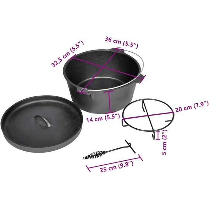 Голландська піч 9QT Гриль горщик жаровня чавунний горщик для каміна