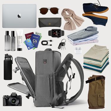 Рюкзак EasyJet для ручної поклажі, 30 л, 45x36x20 см, дорожній рюкзак для ноутбука 15,6 дюймів із захистом від крадіжки для чоловіків та жінок, темно-сірий, Easyjet 45x36x20 см 30 л