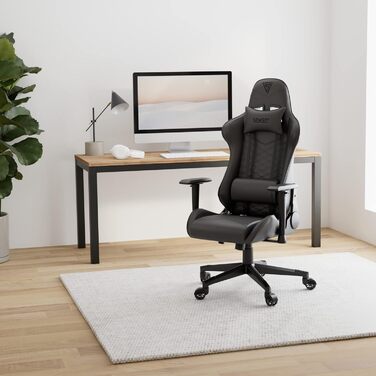 Офісне крісло Gaming Spellcaster, ергономічне крісло для геймерів, підлокітники, цільна сталева рама, регульований кут нахилу, чорний колір, 43-52 x 69,5 x 57 см, 5907783039720, шкіра чорного кольору