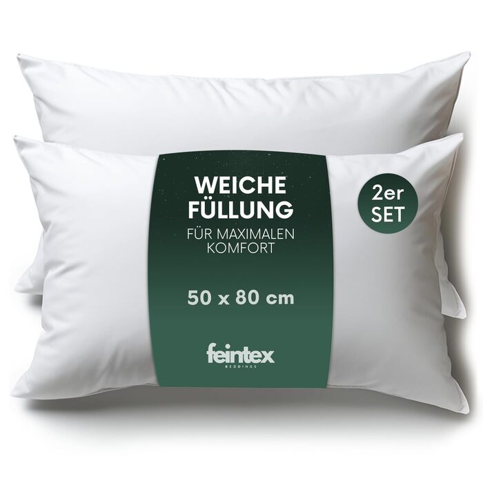 Комплект із 2 подушок (50x80 см) - Гіпоалергенні, декоративні подушки, що можна прати, подушки для дивана, подушки для сну - Подушки для ліжка та дивана - Оптимальний комфорт сну для дому 50 см x 80 см, комплект із 2 предметів