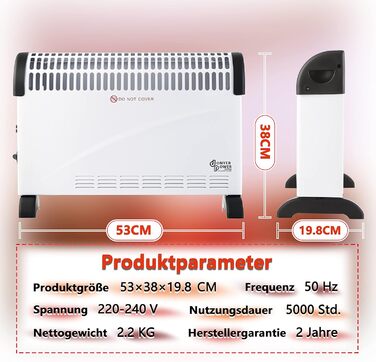 Конвекторний радіатор DONYER POWER 2000 Вт з регульованим термостатом (не минулорічний) бежевий