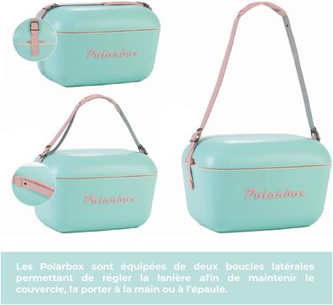 Портативний кулер Polarbox міні-кулер 20 л, пляжний кулер, маленький портативний кулер, вінтажний, регульована ручка, кулер Polarbox, портативний міні-кулер 20 л фіолетового кольору, помаранчевий