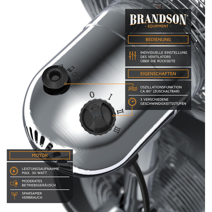 Дизайн настільного вентилятора Retro - Вентилятор з 3 налаштуваннями швидкості - мобільний вентилятор - коливання 80, кут нахилу п