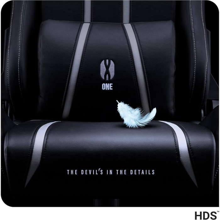 Геймерське крісло Diablo X-One 2.0, Геймерське крісло, Офісне крісло, Настільне крісло, Регульовані підлокітники, Ергономічний дизайн, Подушка для шиї/попереку, Функція гойдання, Чорний/Білий, Стандартний (L)