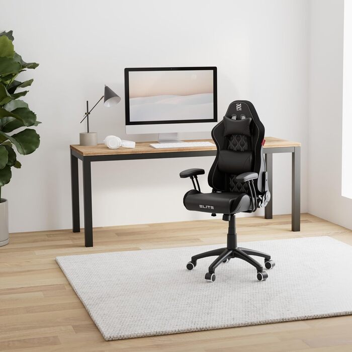 Ігрове крісло ELITE LED Pulse для дітей Ергономічне офісне крісло - Робоче крісло - Крісло керівника - Крісло - Гоночне ігрове крісло - Ігрове крісло - Обертове крісло - Крісло - Штучна шкіра (чорний/білий RGB)