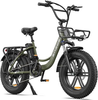 Чоловічі електричні велосипеди ENGWE E Bike - Ebike з акумулятором 48 В 13 Ач, E Bike 20 * 4.0 дюйма, 7-ступінчаста коробка передач E Bike з РК-дисплеєм, двигун E Bike 250 Вт та 25 км/год, запас ходу до 150 км L20/L20 Boost Green L20