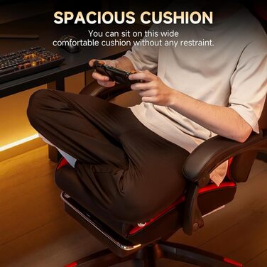 Ігрове крісло GTPLAYER, ергономічне офісне крісло з регульованою висотою, підходить для зими та літа, з подвійною спинкою, підставкою для ніг, знімним чохлом та поперековою опорою, червоне