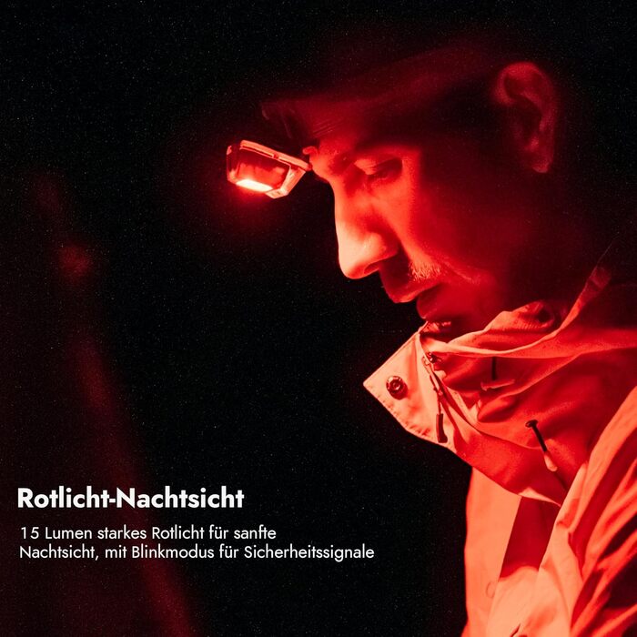 Світлодіодний акумуляторний налобний ліхтарик WUBEN H4, налобний ліхтарик 800 люмен, водонепроникний налобний ліхтарик IP68 з датчиком руху, ліхтарик-налобний ліхтарик з 10 режимами, включаючи червоне світло, для кемпінгу, риболовлі та піших прогулянок, а