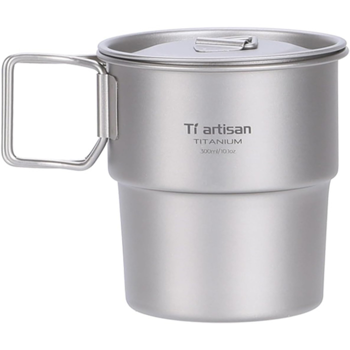 Кемпінгова кружка Tiartisan об&39ємом 300 мл з нержавіючої сталі з кришкою, що штабелюється, рюкзачна кружка, для походів на свіжому повітрі, герметична конструкція з гладким закругленим краєм, легка та компактна