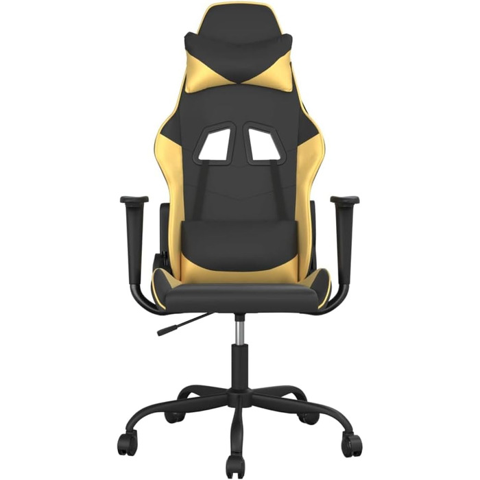 Ігрове крісло Tidyard з функцією масажу, офісне крісло, ігрове крісло, геймерське крісло, чорно-золота штучна шкіра