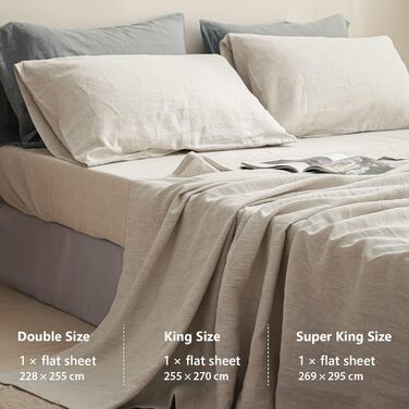 Простирадло Simple&Opulence зі 100 льону, надзвичайно м&39яке, дихаюче, для фермерських будинків, лише 1 простирадло (228 см x 255 см, льон) 228 см x 255 см льон