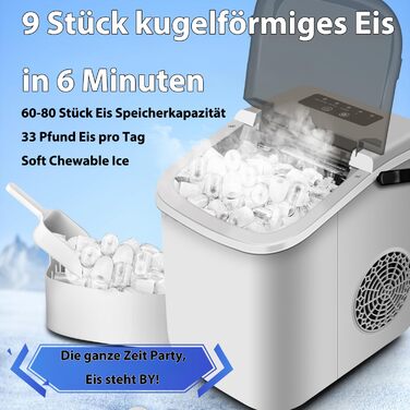 Машина для виробництва кубиків льоду, 15 кг 24 години, 9 кубиків льоду за 6 хвилин, льодогенератор з лопатою для льоду та кошиком, льодогенератор для кухні, офісу, автофургону