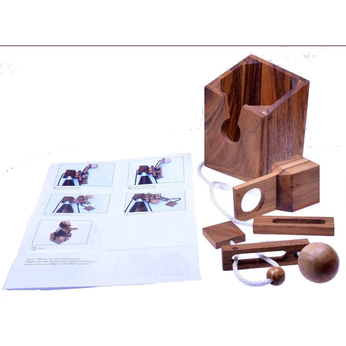 Сейф для пляшок LOGOPLAY - головоломка на нитках - гра на мислення - головоломка - гра на терпіння - логічна гра з цінного дерева