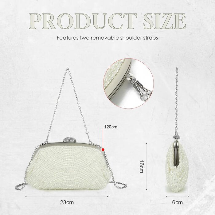 Елегантне клатч-вестикування Kunstperlen для жінок, вечірня сумочка для нареченої з ланцюжком на плече для весілля, випускного та вечірки, бежевий колір