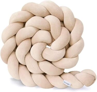 Плетене ліжко Snake, Baby Side Sleeper Pillow, Edge Protection Bed Border Knot Pillow, Nest Snake Baby Bed, Decorative Pillow Baby Nursing Pillow, Beige, 1m