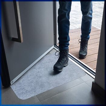 Килимок для бруду - СУПЕРТОНКИЙ 2 мм, Самоклеючий килимок для дверей, Килимок для взуття, Килимок для дверей, Килимок для очищення, Монтажний килимок, Нековзний - Миється - Сірий, Різні розміри (75 x 119 см)