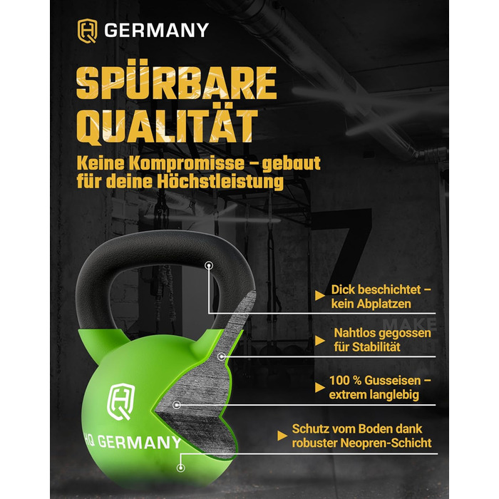 Гіря неопренова HQ Germany (оптимальний захист підлоги) 16 кг (діапазон 2-32 кг)