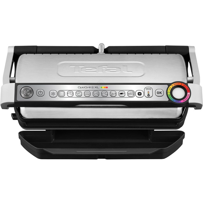 Контактний гриль Tefal OptiGrill XL, 9 програм, індикатор рівня приготування, знімні пластини XL, ручний режим, електричний гриль,