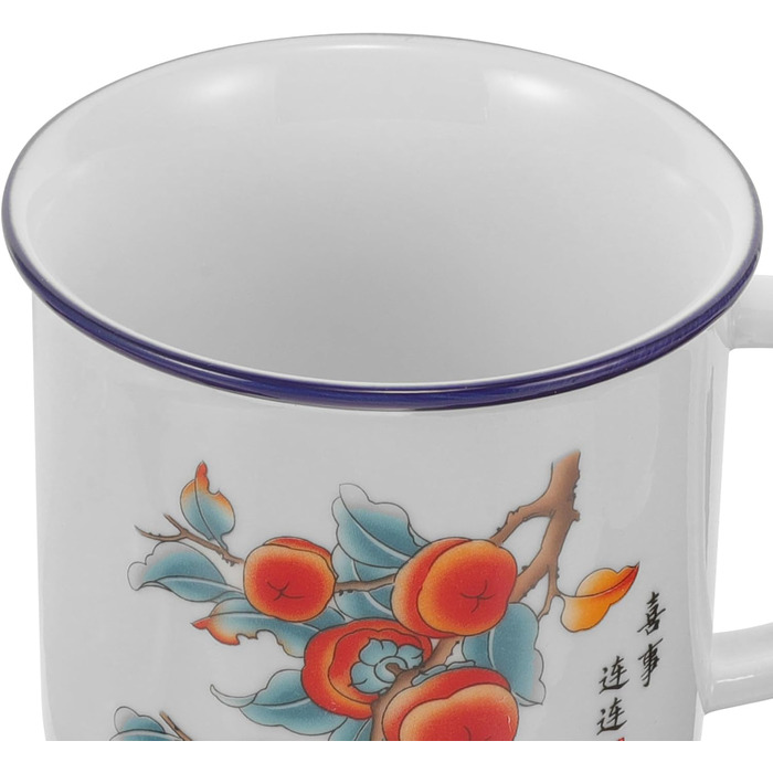 Емальована кружка Ciieeo Vintage Coffee Cup з кришкою, товстостінна емальована кружка для пиття, портативна чашка для води на відкритому повітрі для кемпінгу, офісу та дому