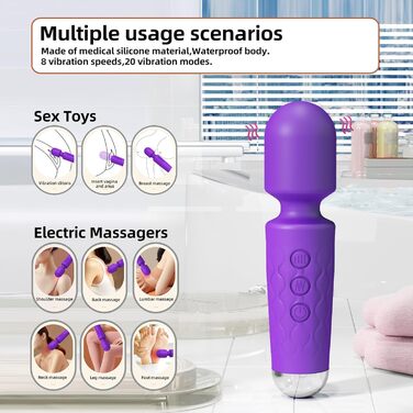 Вібратор Vibration для жінок Sex Toys, Фалоімітатор з 8 інтенсивностями вібрації, Секс іграшка для жінок пар 20 частот вібрації, Набори вібраторів для жінок Паличка для масажу клітора, фіолетовий